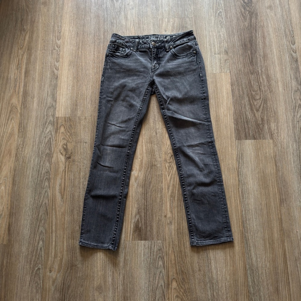 Miss Me Skinny Jeans Black Faded Embroidered Low Rise JD1038S3 Womens 30
